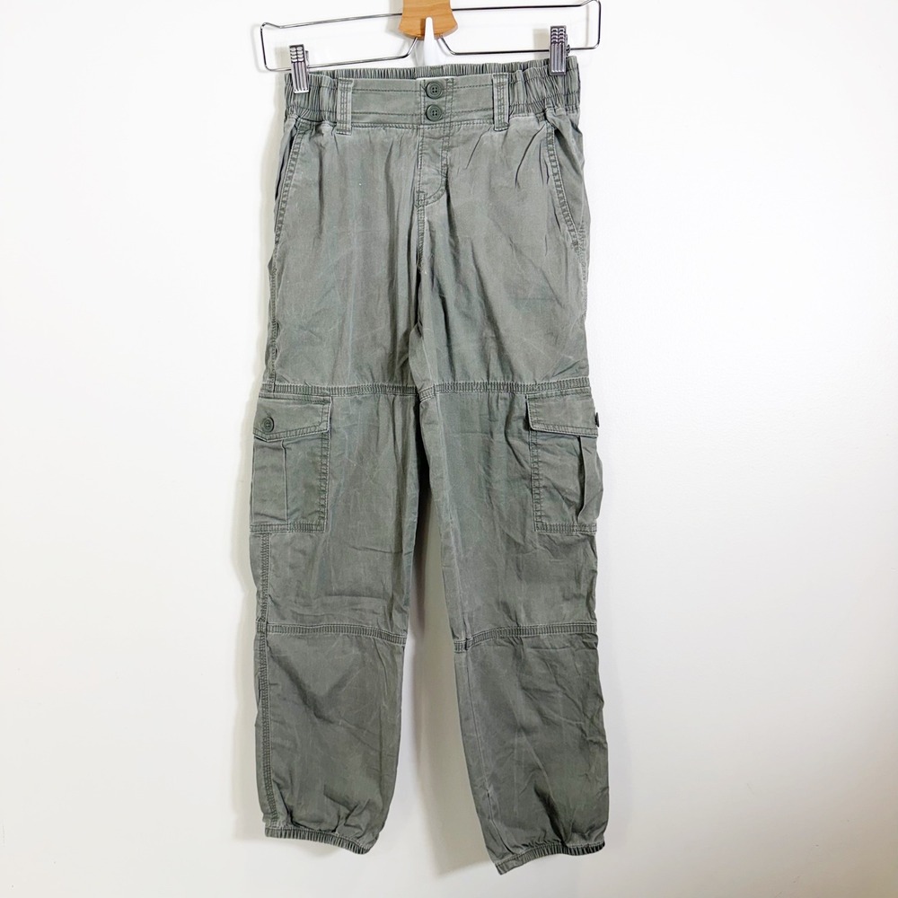 Abercrombie Kids Cargo Jogger Pants Girl 11/12 Olive Green Elastic Waist Utility